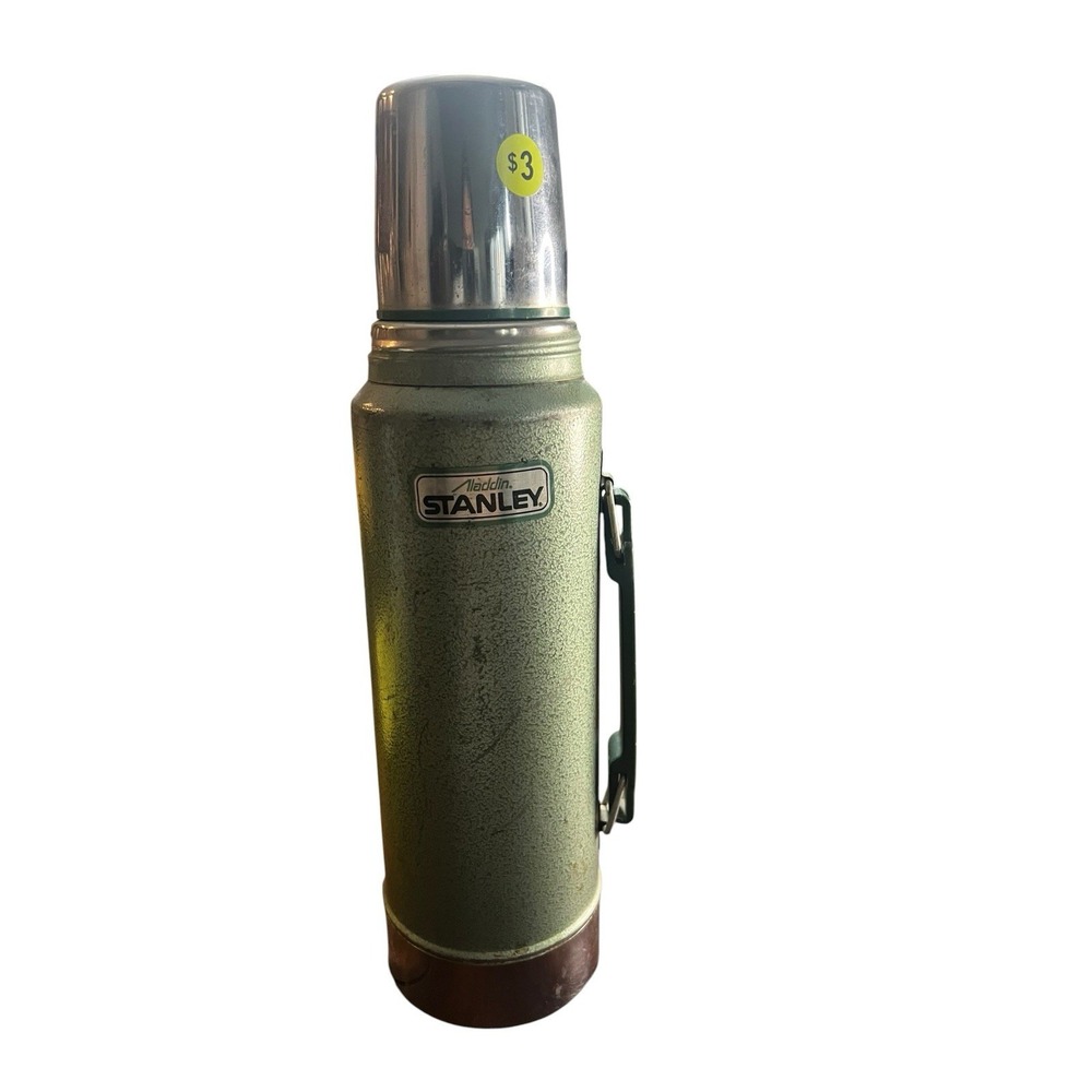 Vintage Aladdin Stanley A-944DH 1 Quart Thermos Green Hammertone Made USA